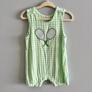 Angel Dear Bamboo Gingham Tennis Shortie Romper NWT 6-12M